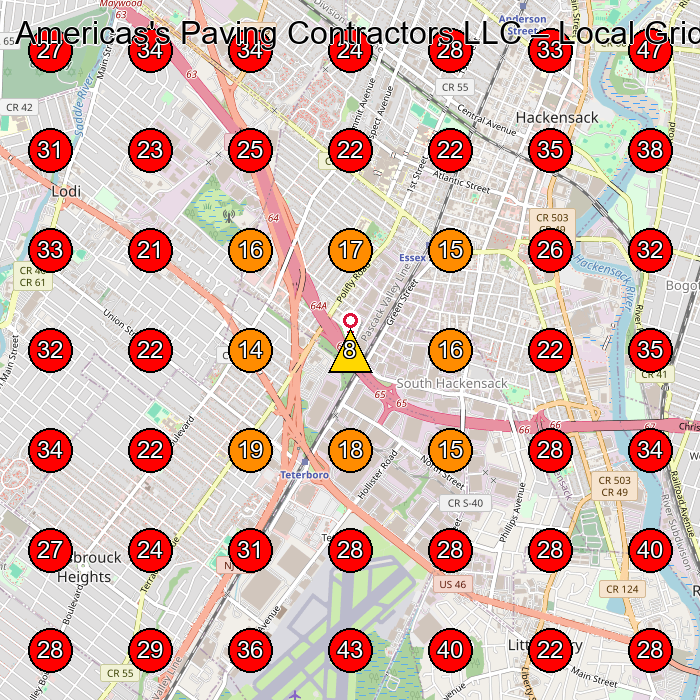 Americas's Paving Contractors LLC GeoGrid visibility map for Paving Contractor in Rochelle Park